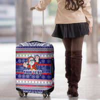 Custom American Samoa Christmas Luggage Cover Samoan Coat of Arms and Cool Santa Ornament Style LT03 - Polynesian Pride