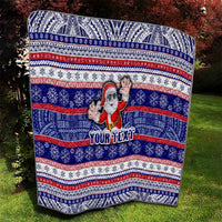 Custom American Samoa Christmas Quilt Samoan Coat of Arms and Cool Santa Ornament Style LT03 - Polynesian Pride