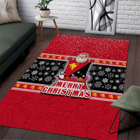 Papua New Guinea Christmas Area Rug Santa With Flag Of PNG Polynesian Tribal Xmas Vibe LT03 Red - Polynesian Pride