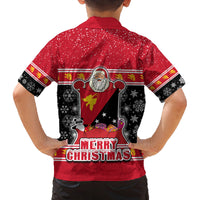 Papua New Guinea Christmas Family Matching Tank Maxi Dress and Hawaiian Shirt Santa With Flag Of PNG Polynesian Tribal Xmas Vibe LT03 - Polynesian Pride