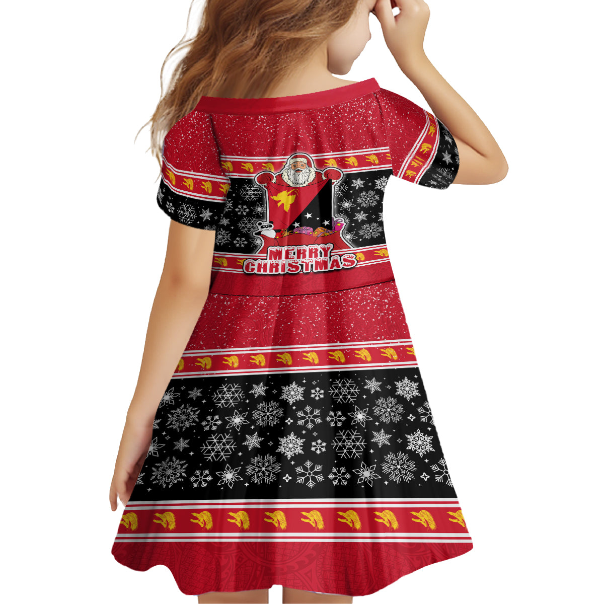Papua New Guinea Christmas Family Matching Tank Maxi Dress and Hawaiian Shirt Santa With Flag Of PNG Polynesian Tribal Xmas Vibe LT03 - Polynesian Pride