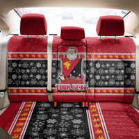 Custom Papua New Guinea Christmas Back Car Seat Cover Santa With Flag Of PNG Polynesian Tribal Xmas Vibe LT03 - Polynesian Pride