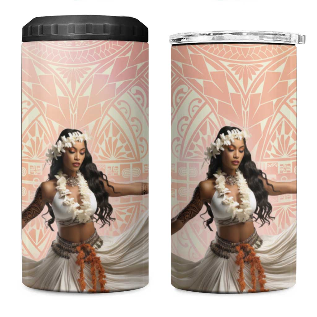 Woman Polynesian Tattoos 4 in 1 Can Cooler Tumbler Tropical Flower - Peach Fuzz Color LT03 One Size: 16 oz Peach Fuzz - Polynesian Pride
