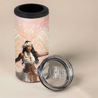 Woman Polynesian Tattoos 4 in 1 Can Cooler Tumbler Tropical Flower - Peach Fuzz Color LT03 - Polynesian Pride