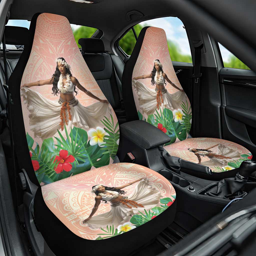 Woman Polynesian Tattoos Car Seat Cover Tropical Flower - Peach Fuzz Color LT03 One Size Peach Fuzz - Polynesian Pride
