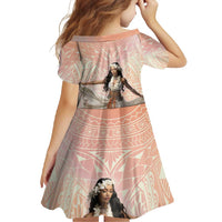 Woman Polynesian Tattoos Family Matching Off Shoulder Maxi Dress and Hawaiian Shirt Tropical Flower - Peach Fuzz Color LT03 - Polynesian Pride