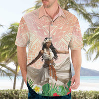 Woman Polynesian Tattoos Hawaiian Shirt Tropical Flower - Peach Fuzz Color LT03 - Polynesian Pride
