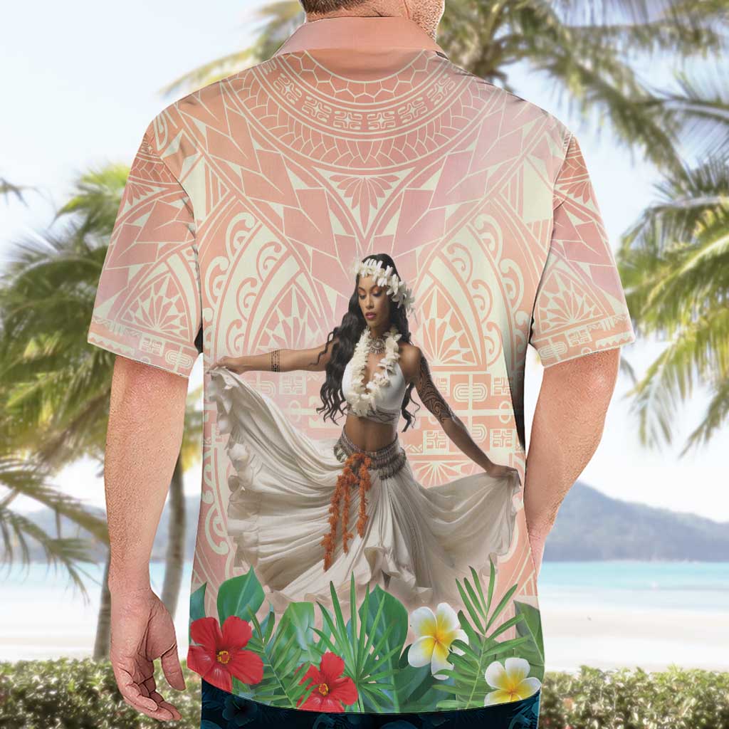 Woman Polynesian Tattoos Hawaiian Shirt Tropical Flower - Peach Fuzz Color LT03 - Polynesian Pride