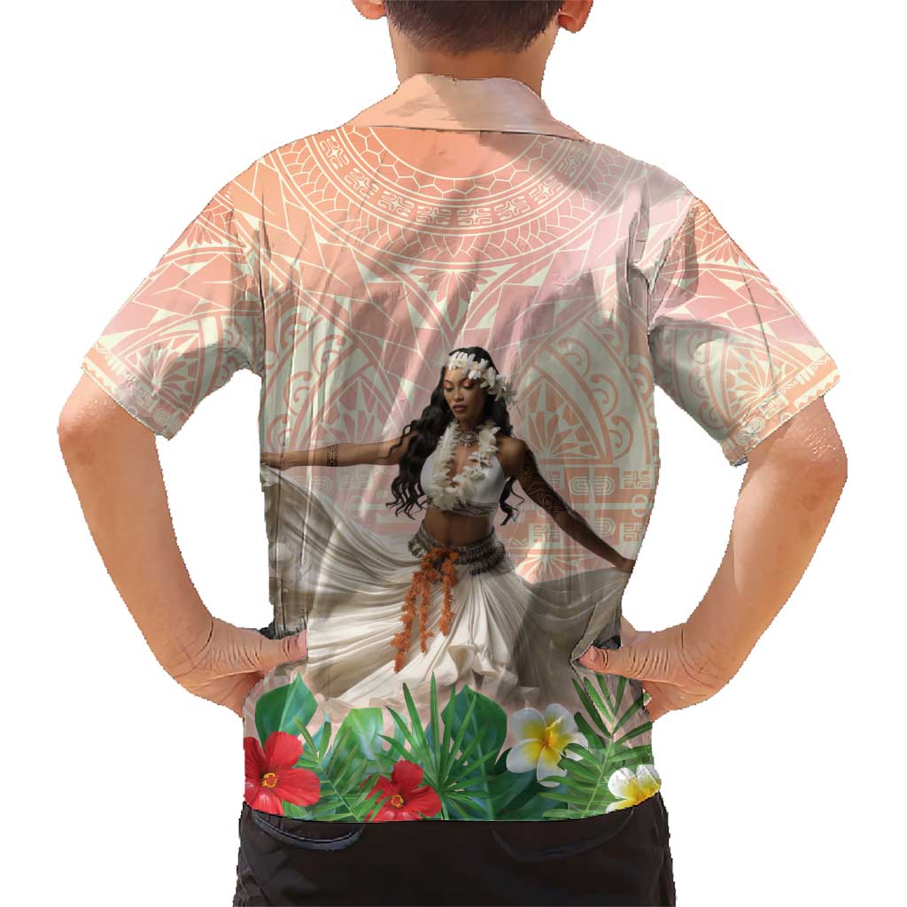 Woman Polynesian Tattoos Hawaiian Shirt Tropical Flower - Peach Fuzz Color LT03 - Polynesian Pride