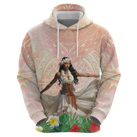 Woman Polynesian Tattoos Hoodie Tropical Flower - Peach Fuzz Color LT03 - Polynesian Pride