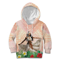 Woman Polynesian Tattoos Kid Hoodie Tropical Flower - Peach Fuzz Color LT03 Hoodie Peach Fuzz - Polynesian Pride