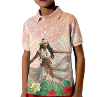 Woman Polynesian Tattoos Kid Polo Shirt Tropical Flower - Peach Fuzz Color LT03 Kid Peach Fuzz - Polynesian Pride