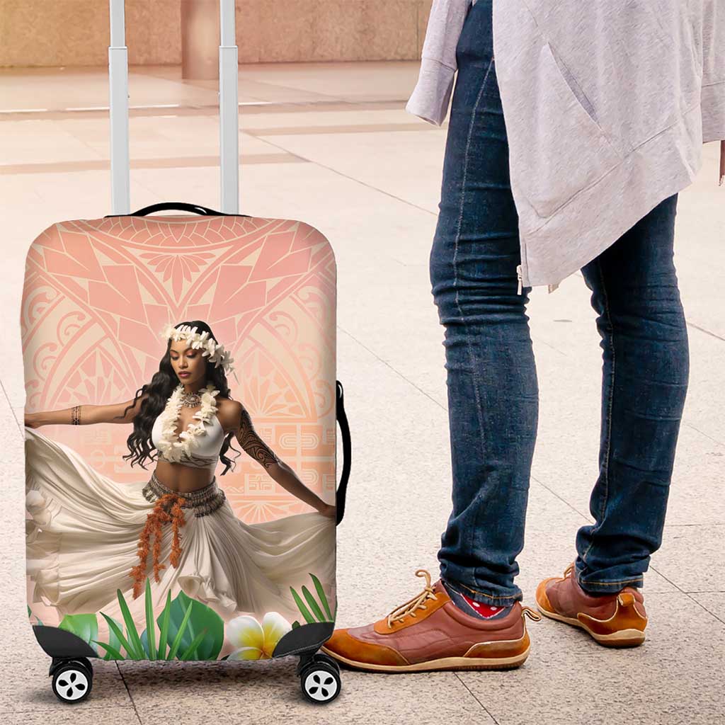 Woman Polynesian Tattoos Luggage Cover Tropical Flower - Peach Fuzz Color LT03 Peach Fuzz - Polynesian Pride