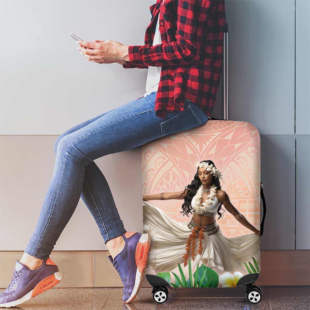 Woman Polynesian Tattoos Luggage Cover Tropical Flower - Peach Fuzz Color LT03 - Polynesian Pride