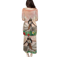 Woman Polynesian Tattoos Puletasi Tropical Flower - Peach Fuzz Color LT03 - Polynesian Pride
