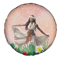Woman Polynesian Tattoos Spare Tire Cover Tropical Flower - Peach Fuzz Color LT03 - Polynesian Pride