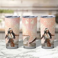 Woman Polynesian Tattoos Tumbler Cup Tropical Flower - Peach Fuzz Color LT03 - Polynesian Pride