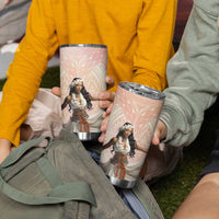 Woman Polynesian Tattoos Tumbler Cup Tropical Flower - Peach Fuzz Color LT03 - Polynesian Pride