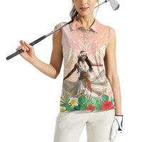 Woman Polynesian Tattoos Women Sleeveless Polo Shirt Tropical Flower - Peach Fuzz Color LT03 - Polynesian Pride