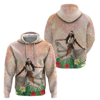 Woman Polynesian Tattoos Zip Hoodie Tropical Flower - Peach Fuzz Color LT03 - Polynesian Pride