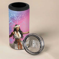 Woman Polynesian Tattoos 4 in 1 Can Cooler Tumbler Tropical Flower - Sweets Vibrant Color LT03 - Polynesian Pride