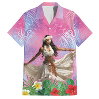 Woman Polynesian Tattoos Family Matching Off Shoulder Maxi Dress and Hawaiian Shirt Tropical Flower - Sweets Vibrant Color LT03 Dad's Shirt - Short Sleeve Vibrant Gradient - Polynesian Pride