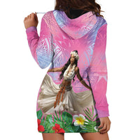 Woman Polynesian Tattoos Hoodie Dress Tropical Flower - Sweets Vibrant Color LT03 - Polynesian Pride