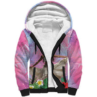Woman Polynesian Tattoos Sherpa Hoodie Tropical Flower - Sweets Vibrant Color LT03 Unisex Vibrant Gradient - Polynesian Pride