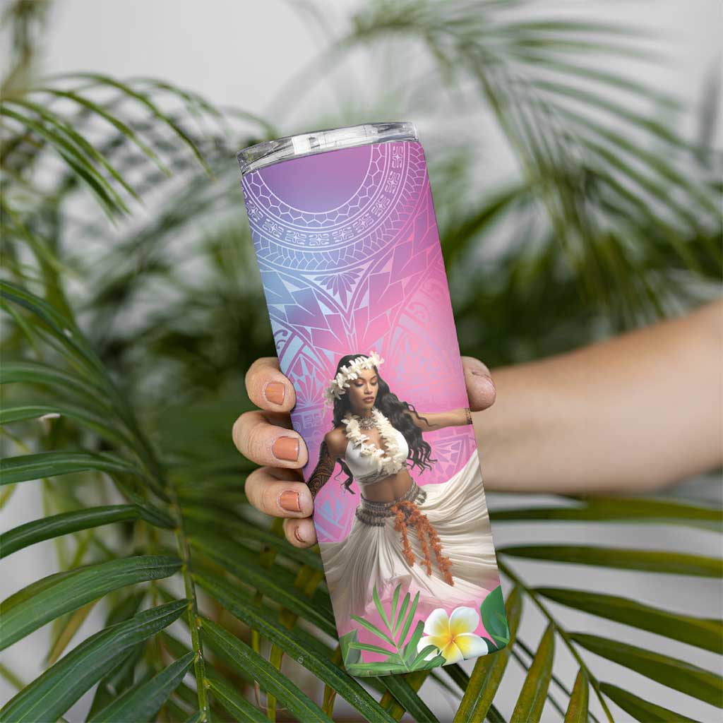 Woman Polynesian Tattoos Skinny Tumbler Tropical Flower - Sweets Vibrant Color LT03 - Polynesian Pride