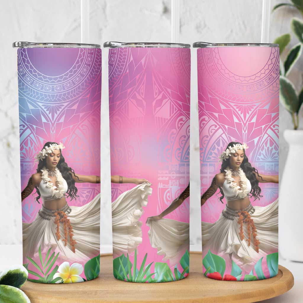 Woman Polynesian Tattoos Skinny Tumbler Tropical Flower - Sweets Vibrant Color LT03 - Polynesian Pride