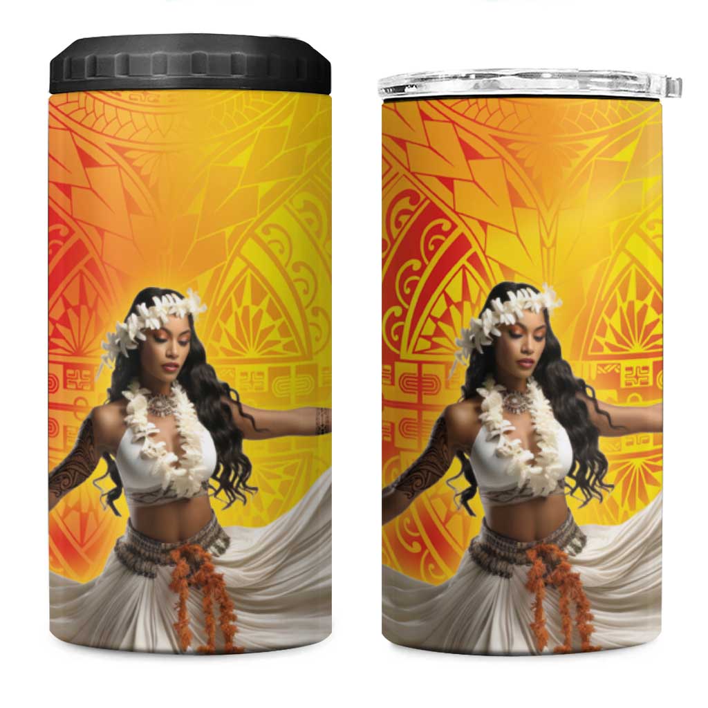 Woman Polynesian Tattoos 4 in 1 Can Cooler Tumbler Tropical Flower - Vibrant Hot Color LT03 One Size: 16 oz Vibrant Gradient - Polynesian Pride