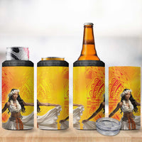 Woman Polynesian Tattoos 4 in 1 Can Cooler Tumbler Tropical Flower - Vibrant Hot Color LT03 - Polynesian Pride