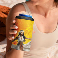 Woman Polynesian Tattoos 4 in 1 Can Cooler Tumbler Tropical Flower - Vibrant Hot Color LT03 - Polynesian Pride