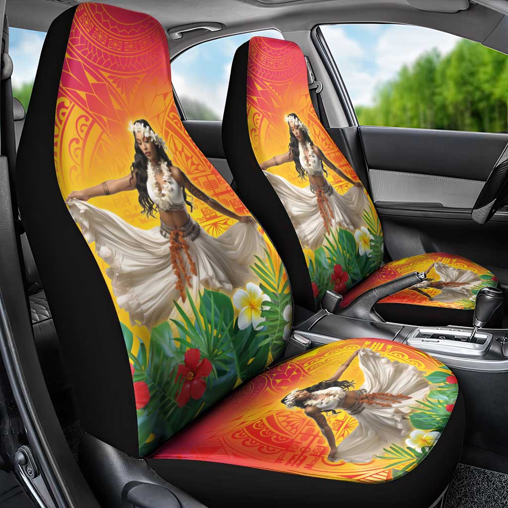 Woman Polynesian Tattoos Car Seat Cover Tropical Flower - Vibrant Hot Color LT03 - Polynesian Pride