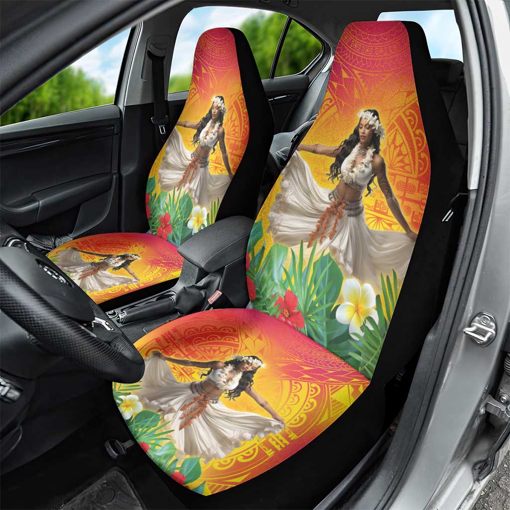 Woman Polynesian Tattoos Car Seat Cover Tropical Flower - Vibrant Hot Color LT03 - Polynesian Pride