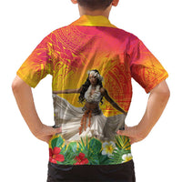 Woman Polynesian Tattoos Kid Hawaiian Shirt Tropical Flower - Vibrant Hot Color LT03 - Polynesian Pride