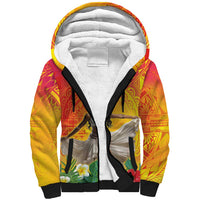 Woman Polynesian Tattoos Sherpa Hoodie Tropical Flower - Vibrant Hot Color LT03 Unisex Vibrant Gradient - Polynesian Pride
