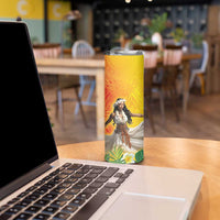 Woman Polynesian Tattoos Skinny Tumbler Tropical Flower - Vibrant Hot Color LT03 - Polynesian Pride
