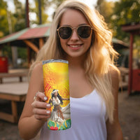 Woman Polynesian Tattoos Skinny Tumbler Tropical Flower - Vibrant Hot Color LT03 - Polynesian Pride