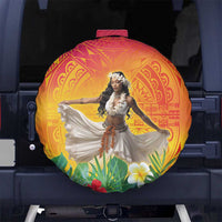 Woman Polynesian Tattoos Spare Tire Cover Tropical Flower - Vibrant Hot Color LT03 - Polynesian Pride