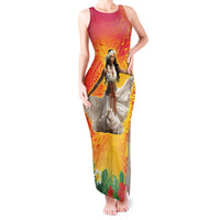 Woman Polynesian Tattoos Tank Maxi Dress Tropical Flower - Vibrant Hot Color LT03 Women Vibrant Gradient - Polynesian Pride