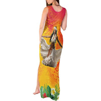 Woman Polynesian Tattoos Tank Maxi Dress Tropical Flower - Vibrant Hot Color LT03 - Polynesian Pride