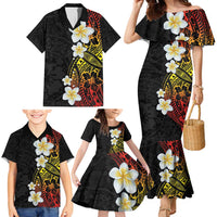 Plumeria Family Matching Mermaid Dress and Hawaiian Shirt Polynesian Tribal Frangipani Sunset LT03 - Polynesian Pride