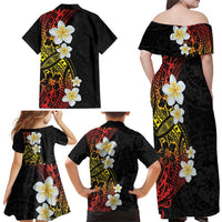 Plumeria Family Matching Off Shoulder Maxi Dress and Hawaiian Shirt Polynesian Tribal Frangipani Sunset LT03 - Polynesian Pride