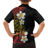 Plumeria Family Matching Off Shoulder Short Dress and Hawaiian Shirt Polynesian Tribal Frangipani Sunset LT03 - Polynesian Pride