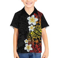 Plumeria Family Matching Off Shoulder Short Dress and Hawaiian Shirt Polynesian Tribal Frangipani Sunset LT03 Son's Shirt Black - Polynesian Pride