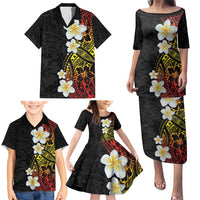 Plumeria Family Matching Puletasi and Hawaiian Shirt Polynesian Tribal Frangipani Sunset LT03 - Polynesian Pride