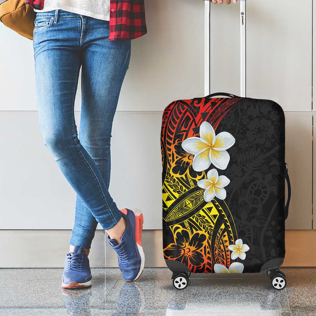 Plumeria Luggage Cover Polynesian Tribal Frangipani Sunset LT03 - Polynesian Pride