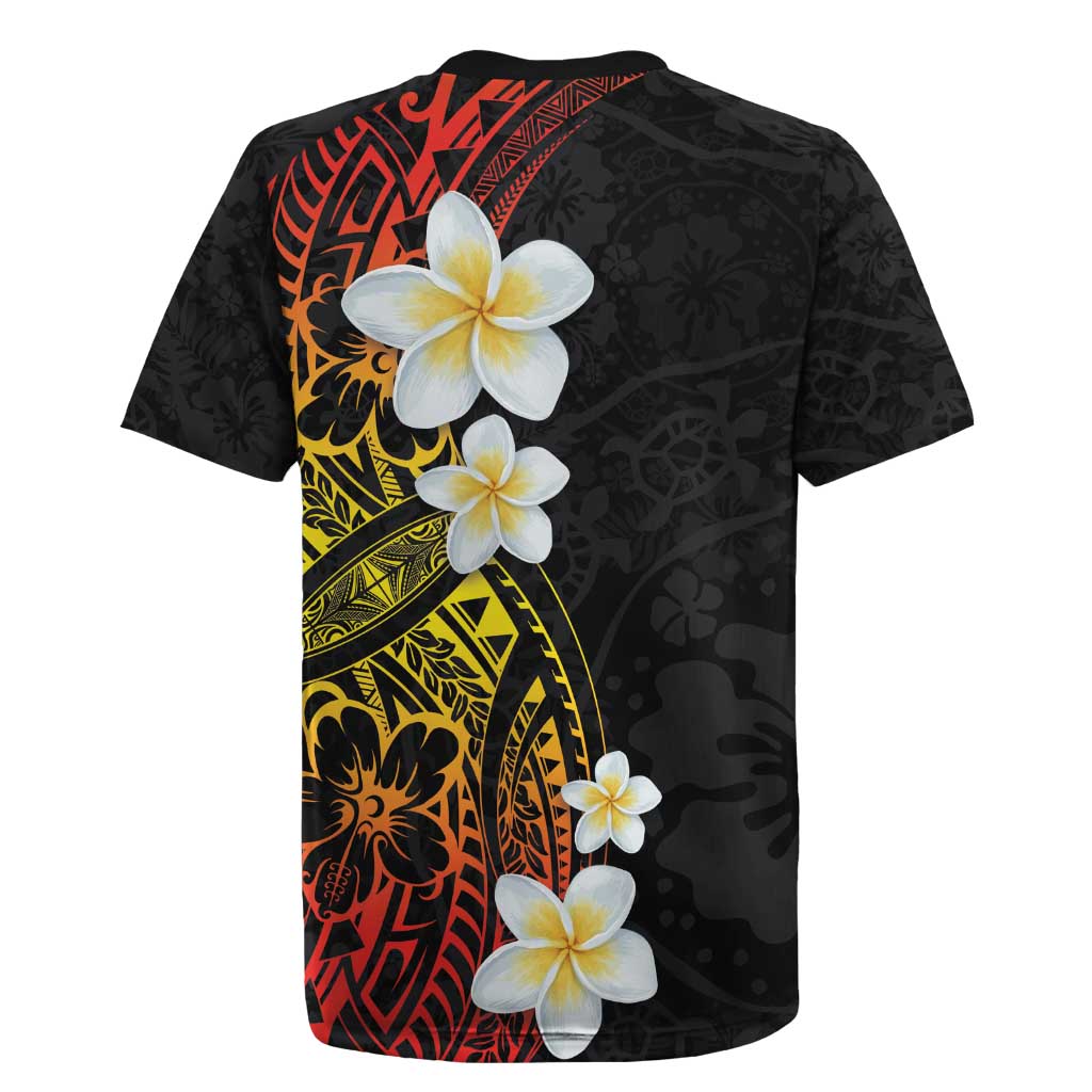 Plumeria Rugby Jersey Polynesian Tribal Frangipani Sunset