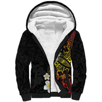 Plumeria Sherpa Hoodie Polynesian Tribal Frangipani Sunset LT03 Unisex Black - Polynesian Pride